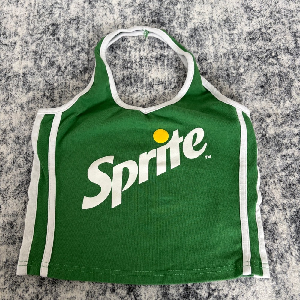 Forever 21 Sprite Graphic Halter Crop Top Size Small Green Womens Soda Coca Cola